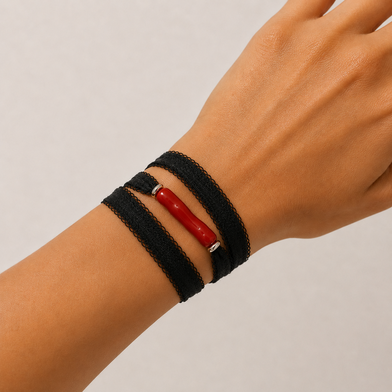 Coral Silk Wrap Choker/Bracelet