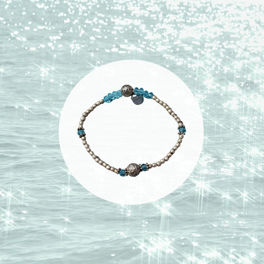 Blue & Silver Beaded Bracelet