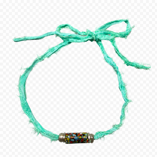 Sea Glass Silk Ribbon Choker/Bracelet